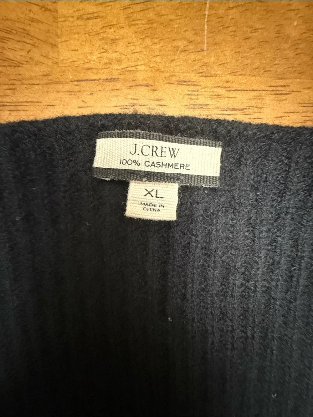 J. Crew Heavyweight Black Ribbed V-Neck Cashmere Sweater XL